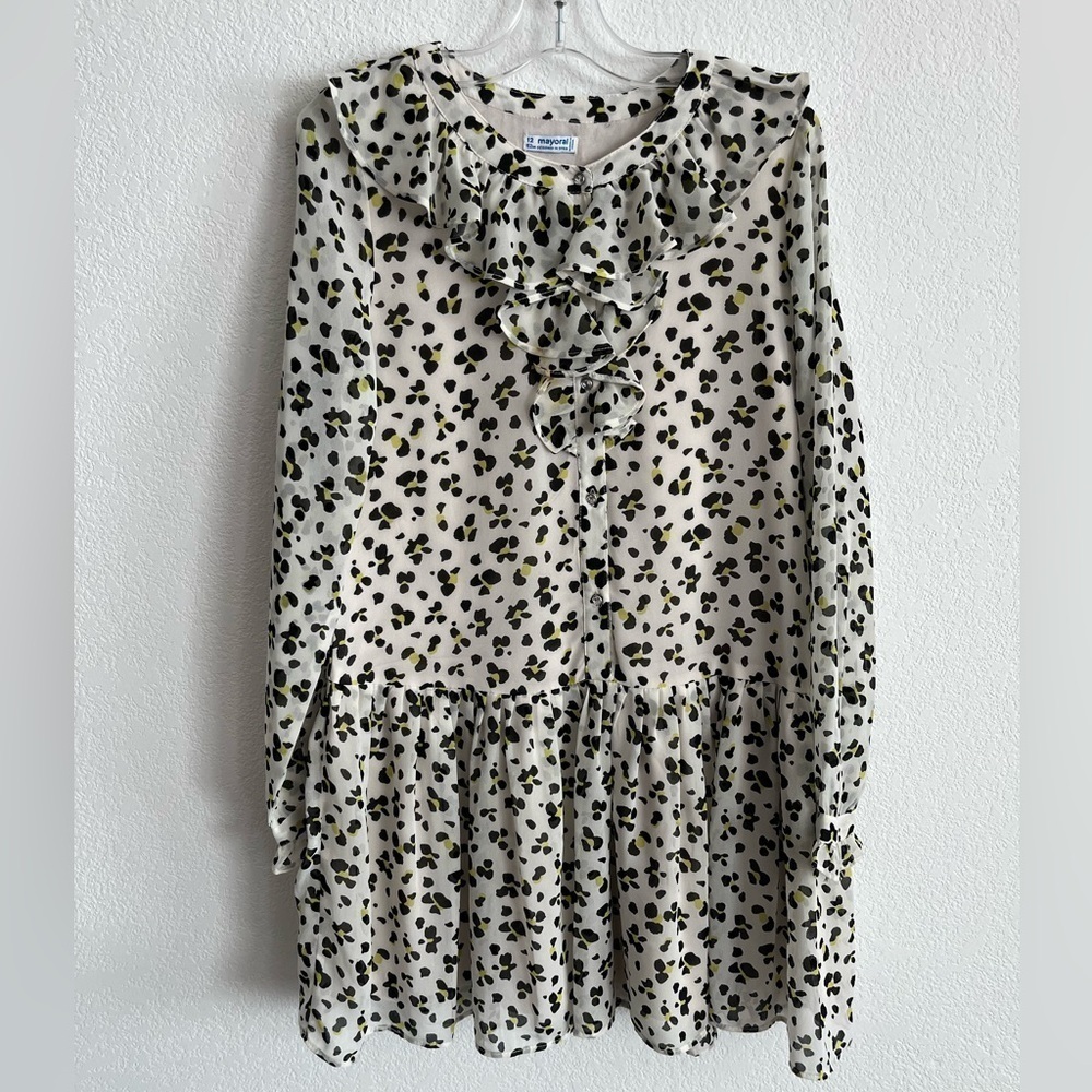 Mayoral Girls Leopard Print Ruffle Dress